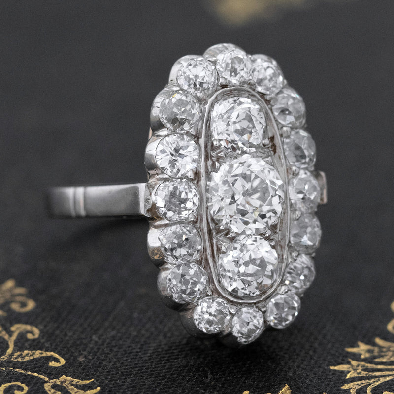 3.27ctw Antique Diamond Cluster Ring