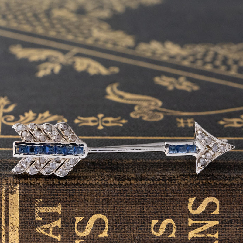 Vintage Diamond & Glass Arrow Brooch