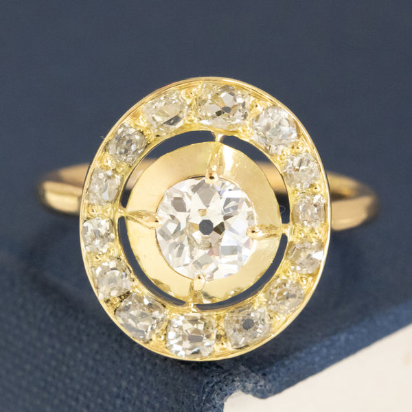 1.27ctw Antique Collet Diamond Cluster Ring