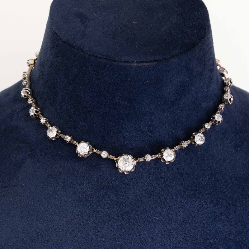 10.65ctw Victorian Old European Cut Convertible Riviere Necklace/Ring