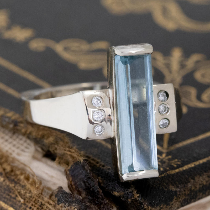 1.61ctw Aquamarine & Diamond Mod Ring