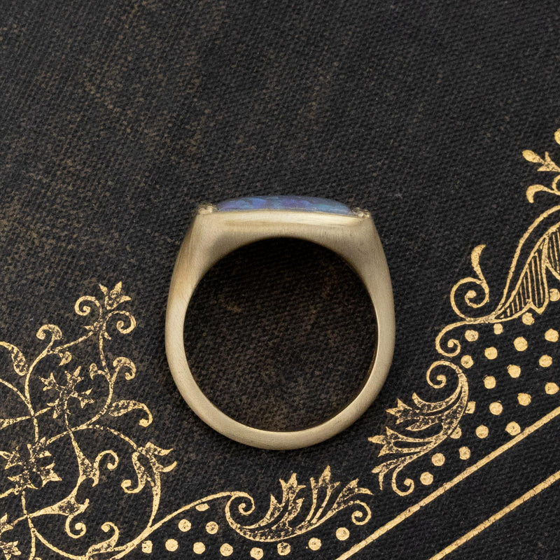 1.45ct Black Opal & Diamond Signet Ring