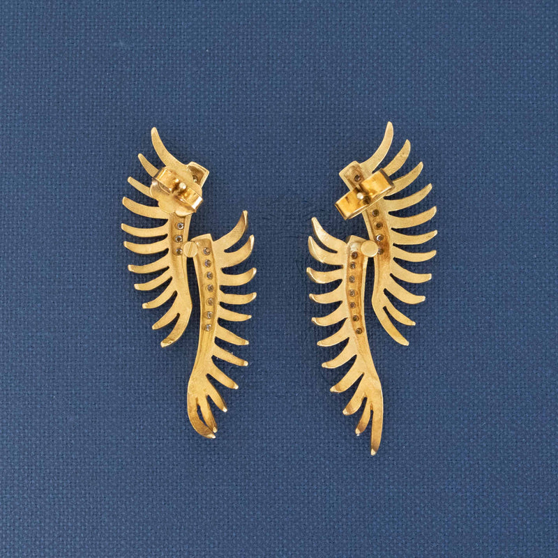 Vintage Articulating Diamond Wing Earrings