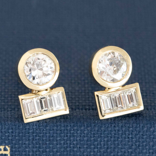 .77ctw Vintage Diamond Bezel Stud Earrings