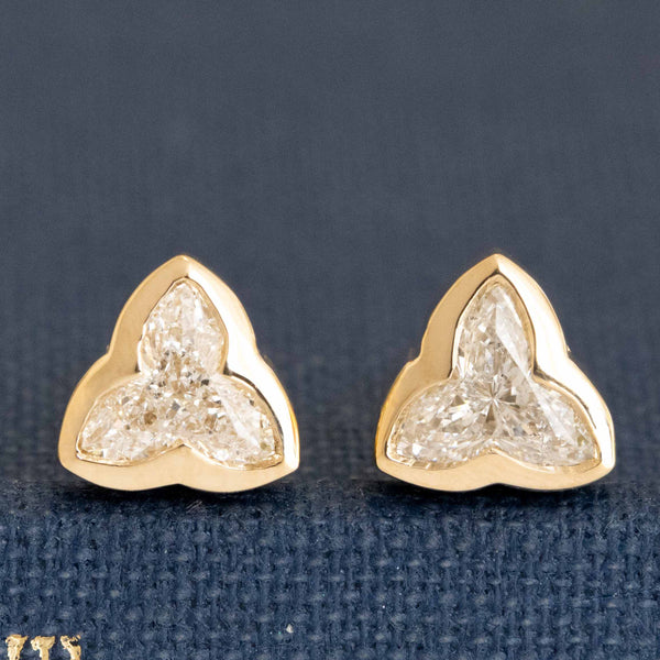 .57ctw Diamond Trefoil Stud Earrings