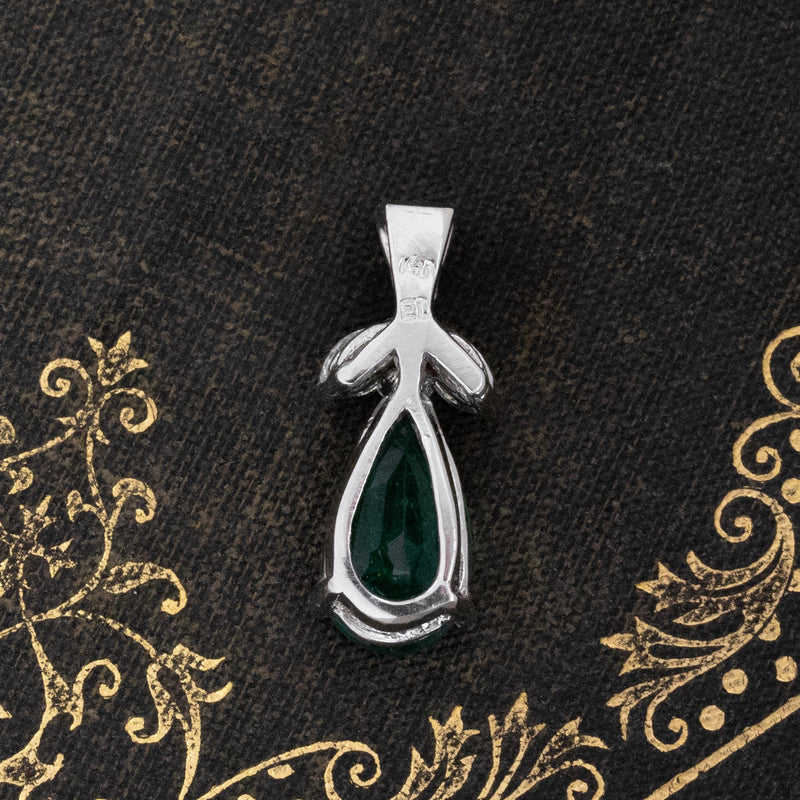 2.14ctw Diamond & Emerald Pear Shaped Pendant