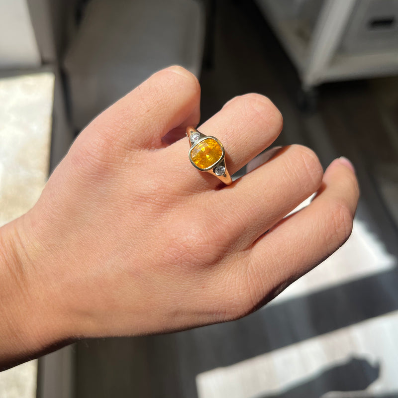 3.36ctw Diamond & Yellow Sapphire 3-Stone Ring