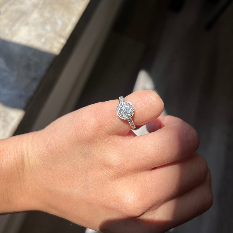.75ctw Round Brilliant Cut Diamond Halo Ring, by Tiffany & Co.