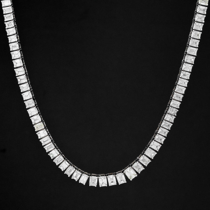 27.00ctw Emerald Cut Diamond Graduated Necklace