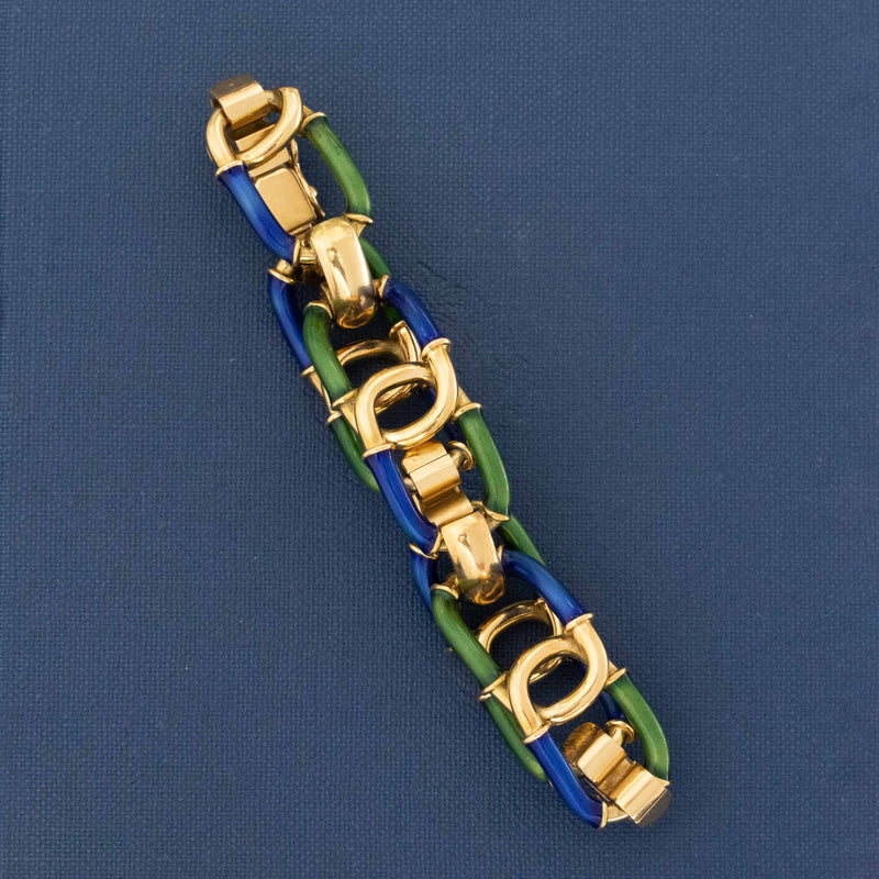 Vintage Enamel Chain Link Bracelet