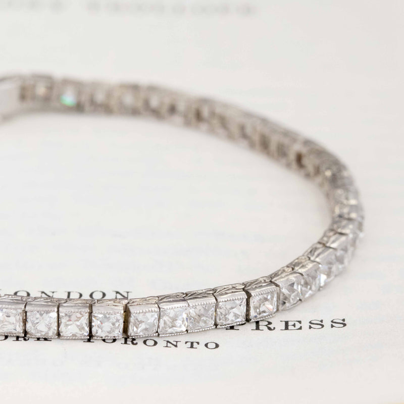 9.30ctw Art Deco French Cut Diamond Block Bracelet