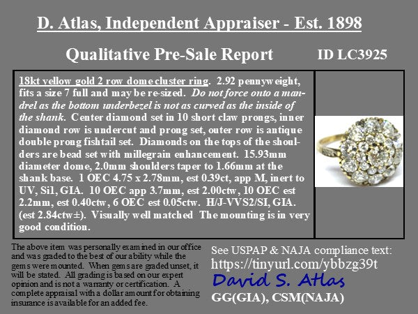 2.84ctw Old European Cut Diamond Cluster Ring