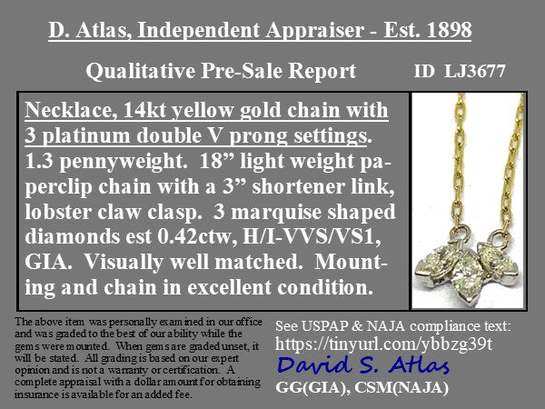 .42ctw Marquise Cut Diamond Component Pendant