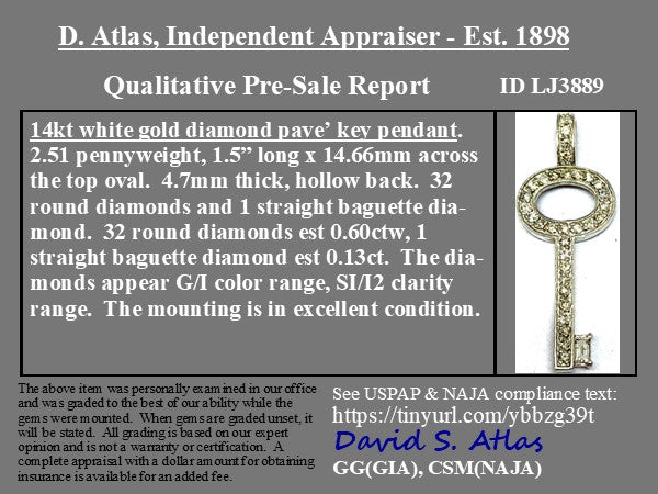 .73ctw Vintage Diamond Key Pendant