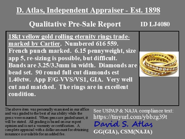 1.40ctw Diamond Eternity Rolling Ring, by Cartier France