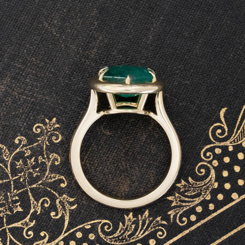 3.94ct Hexagonal Emerald Collet Ring