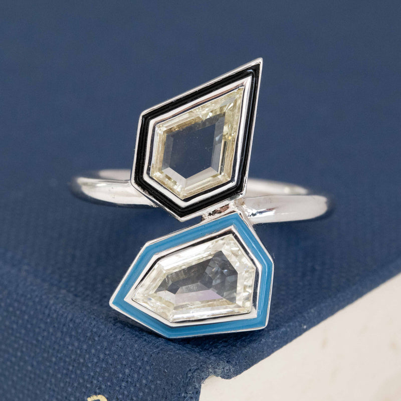 2.04ctw Kite Portrait & Step Cut Diamond Twin Stone Ring, GIA