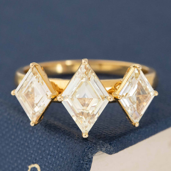1.92ctw Kite Step Cut Diamond Trilogy Ring