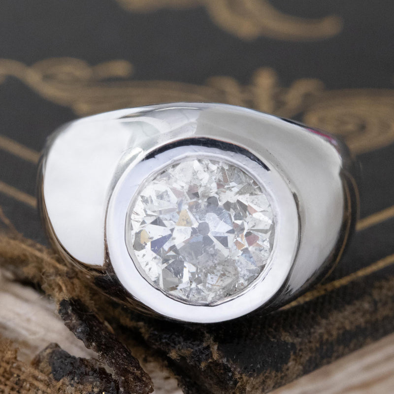 2.77ct Old European Cut Diamond Bezel Ring