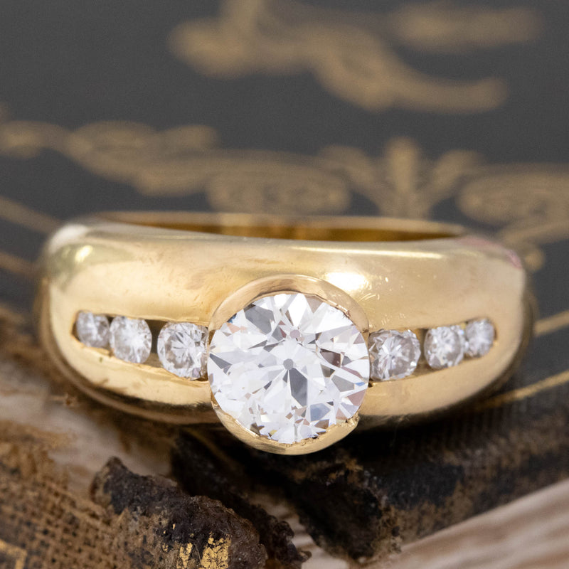 1.15ct Old European Cut Diamond Half-Bezel Ring, GIA K VS1
