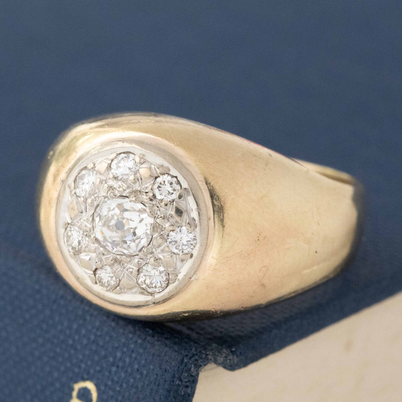 Vintage Old Mine Cut Diamond Cluster Ring