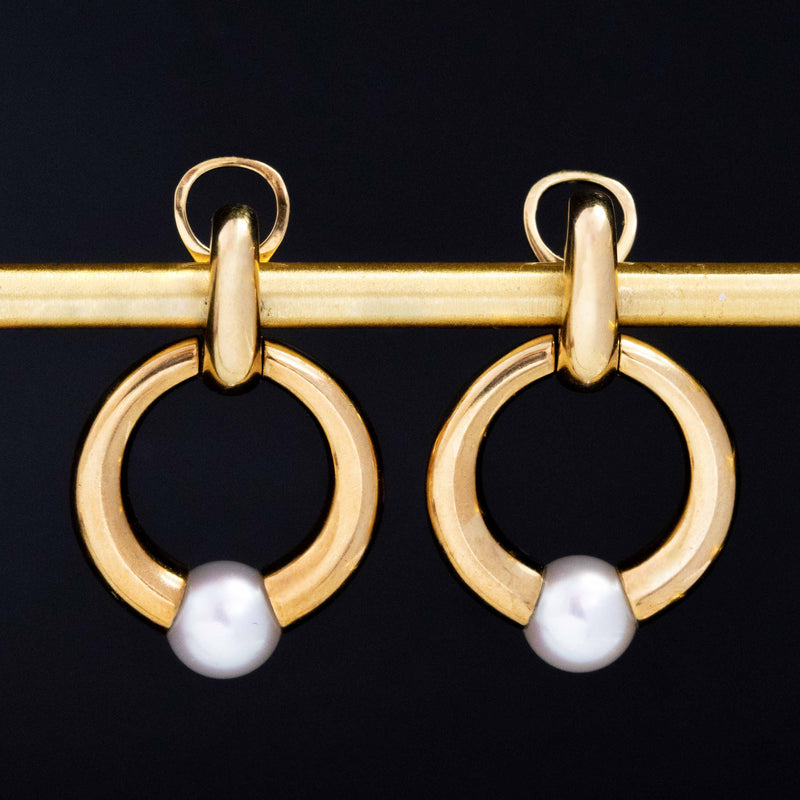 Vintage Pearl Door Knocker Earrings, by Cartier France