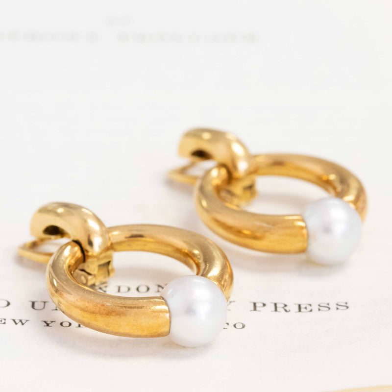 Vintage Pearl Door Knocker Earrings, by Cartier France