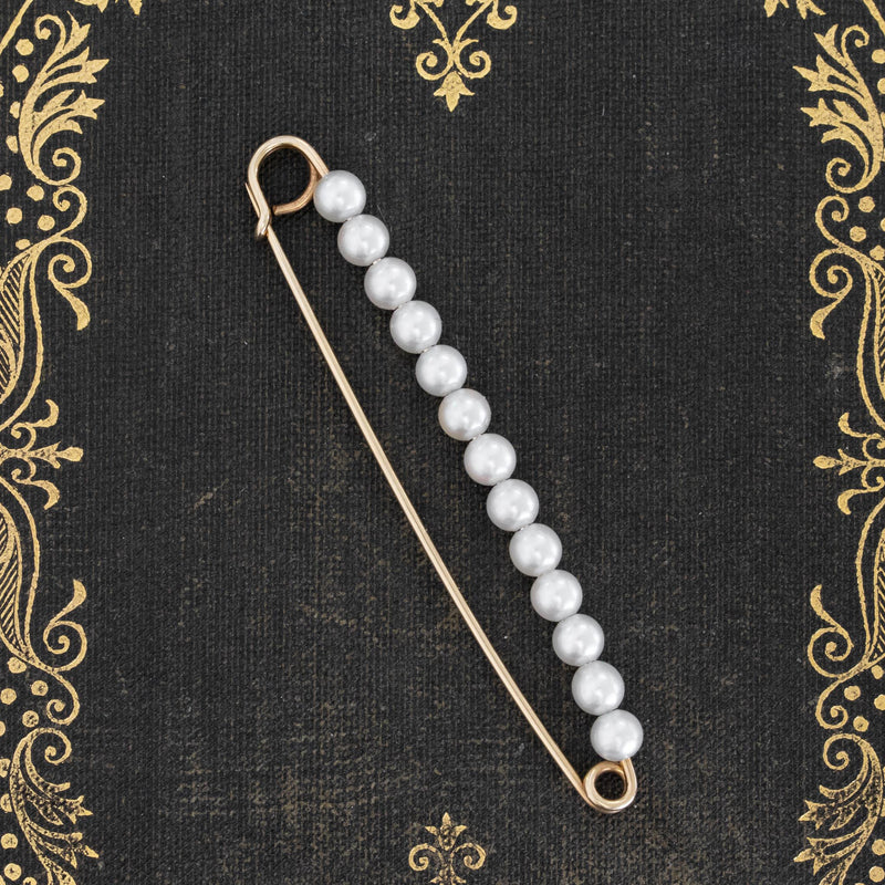 Vintage Pearl Safety Pin Brooch