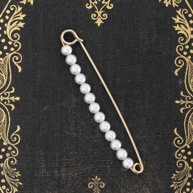 Vintage Pearl Safety Pin Brooch