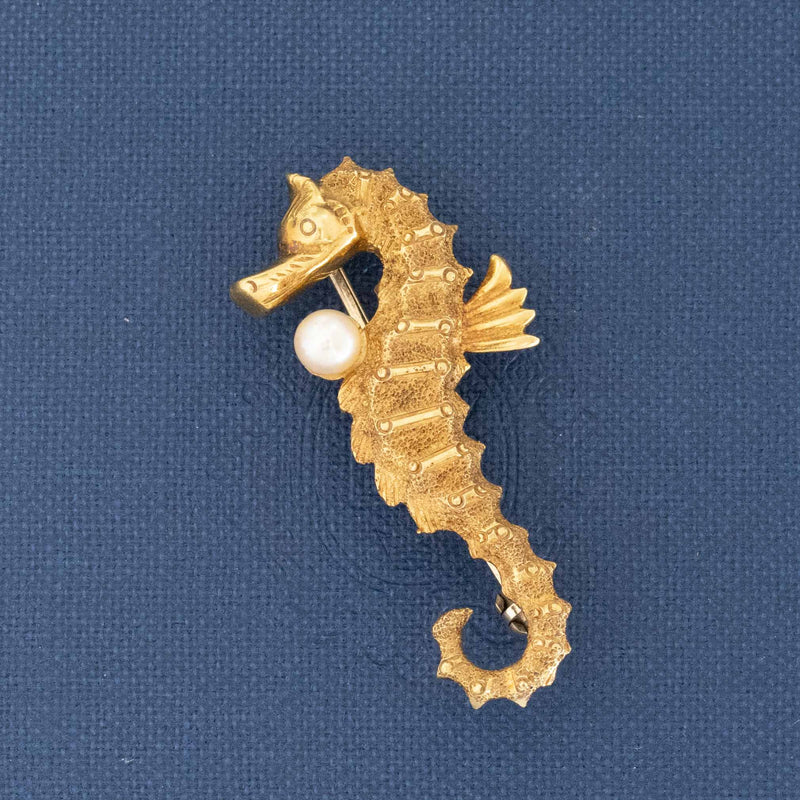Vintage Pearl Seahorse Brooch