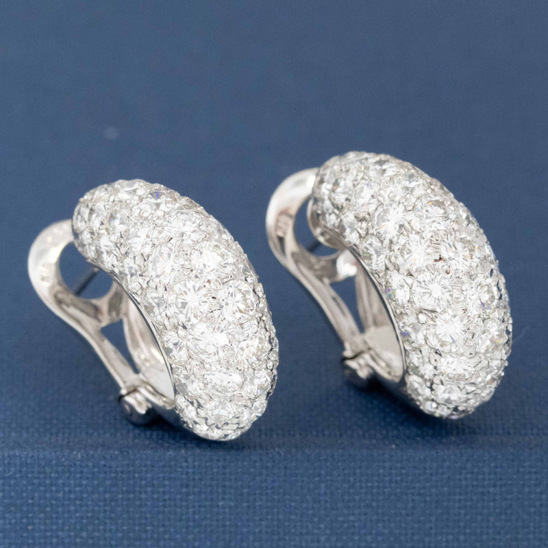 7.04ctw Round Brilliant Cut Diamond Cluster Hoop Earrings