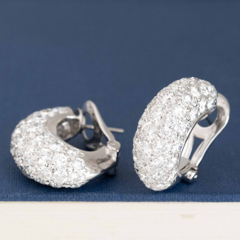 7.04ctw Round Brilliant Cut Diamond Cluster Hoop Earrings