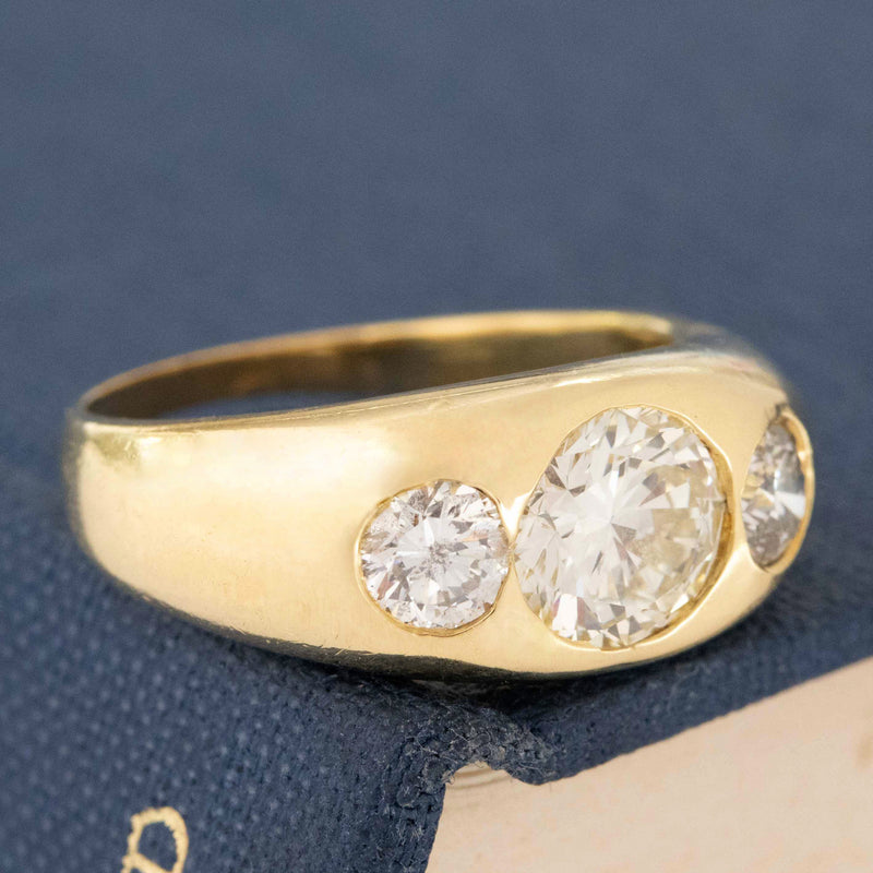 1.36ctw Round Brilliant Cut Diamond Trilogy Gypsy Ring