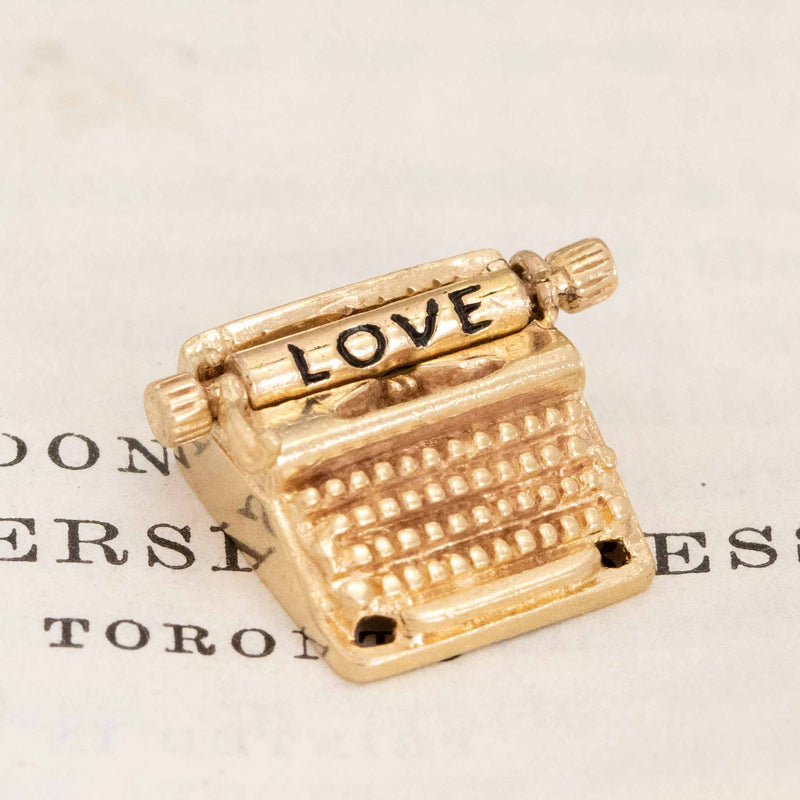Vintage I Love You Typewriter Charm