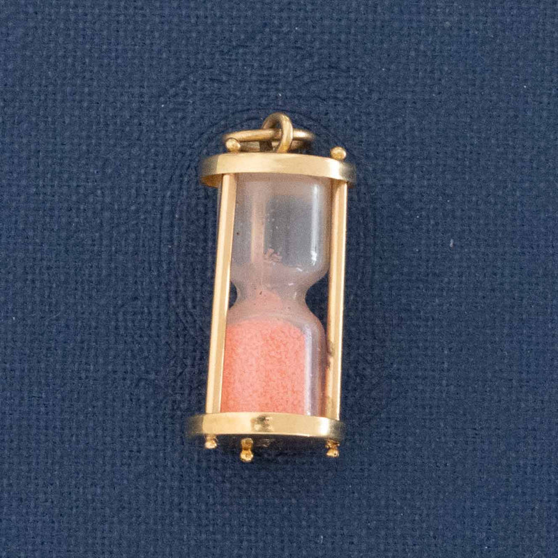 Vintage Hourglass Charm with Pink Sand