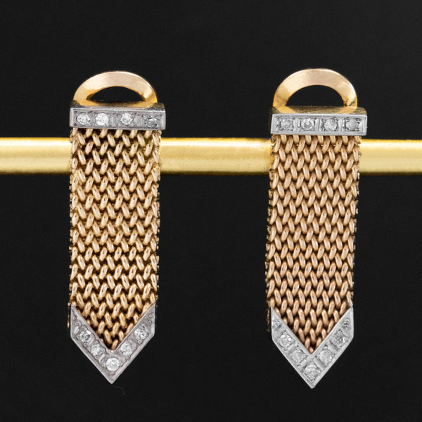 Vintage Diamond Mesh Tassel Drop Earrings