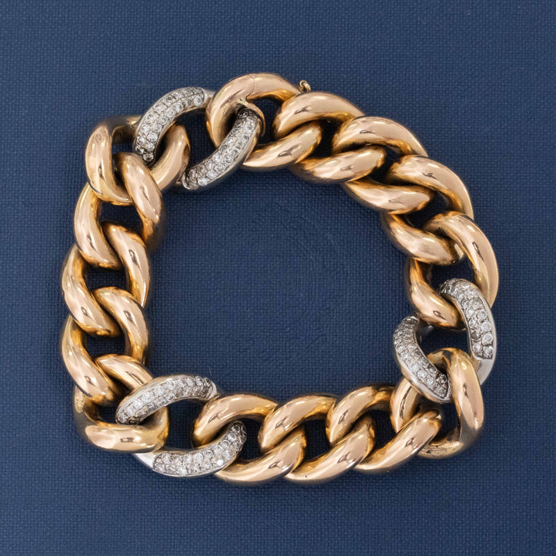 Vintage Diamond Curb Link Bracelet, Italian