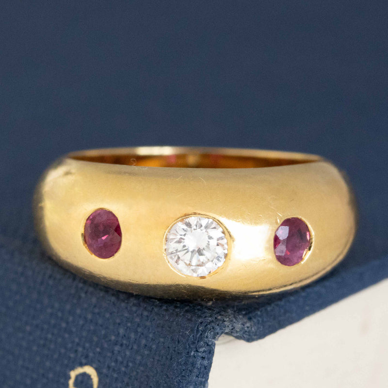 Vintage Diamond & Ruby Dome Band, by Cartier