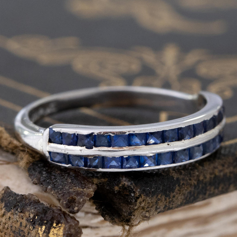 1.00ctw Vintage Double Row Sapphire Band