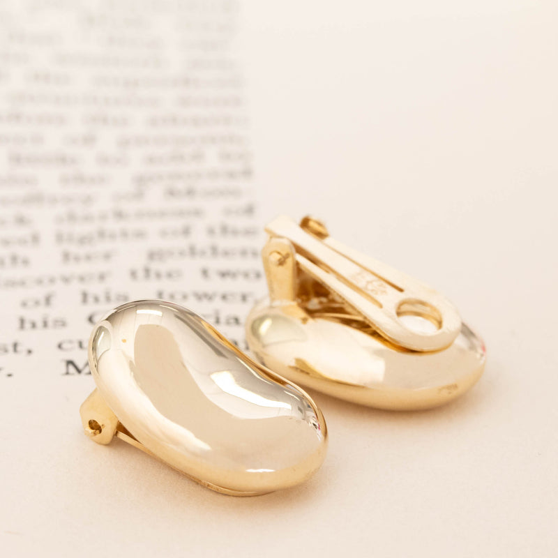 Vintage Gold "Bean" Clip-On Earrings