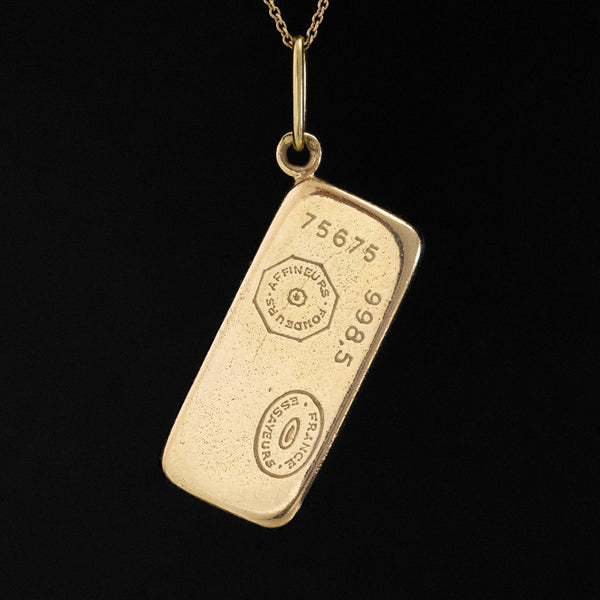 Vintage Gold Bar Pendant, French