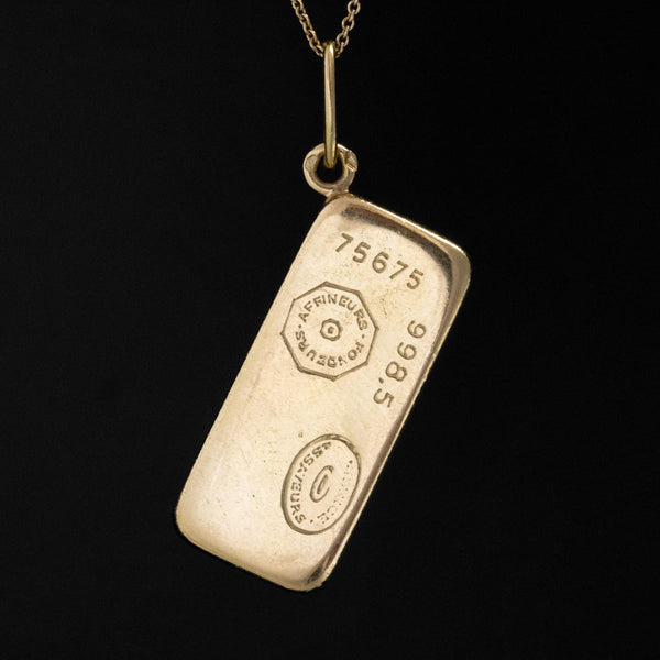Vintage Gold Bar Pendant, French