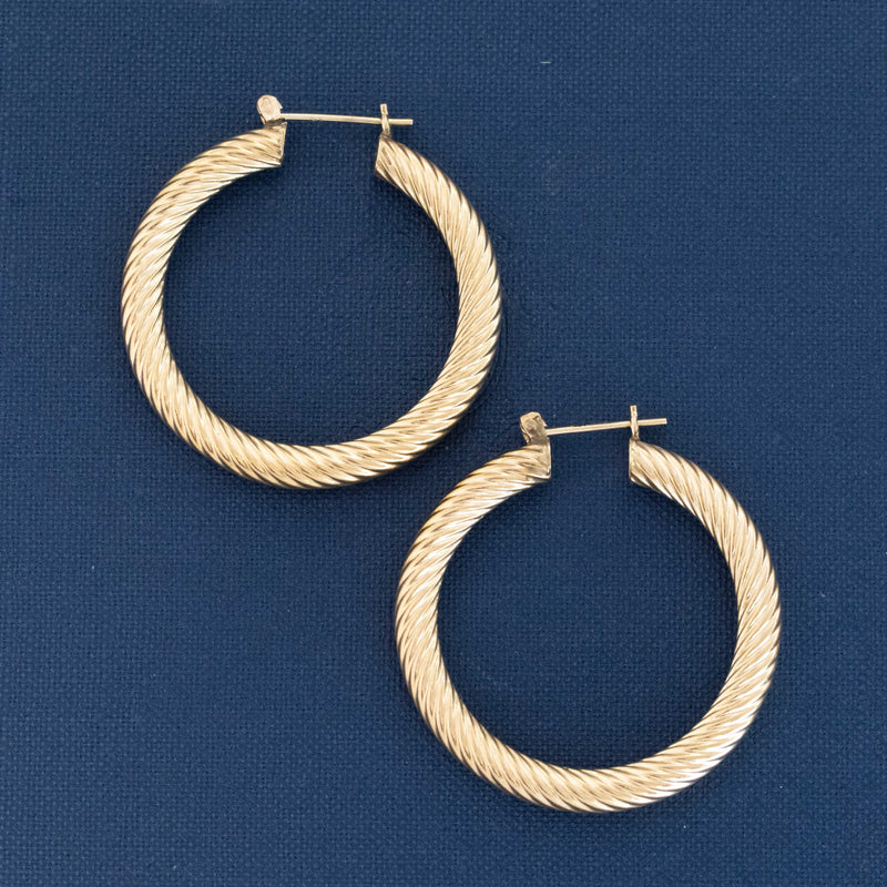 Vintage Large Rope Hoop Earrings