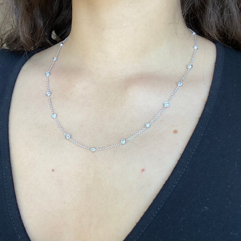 3.80ctw Mixed Old Cut Diamond Station Necklace