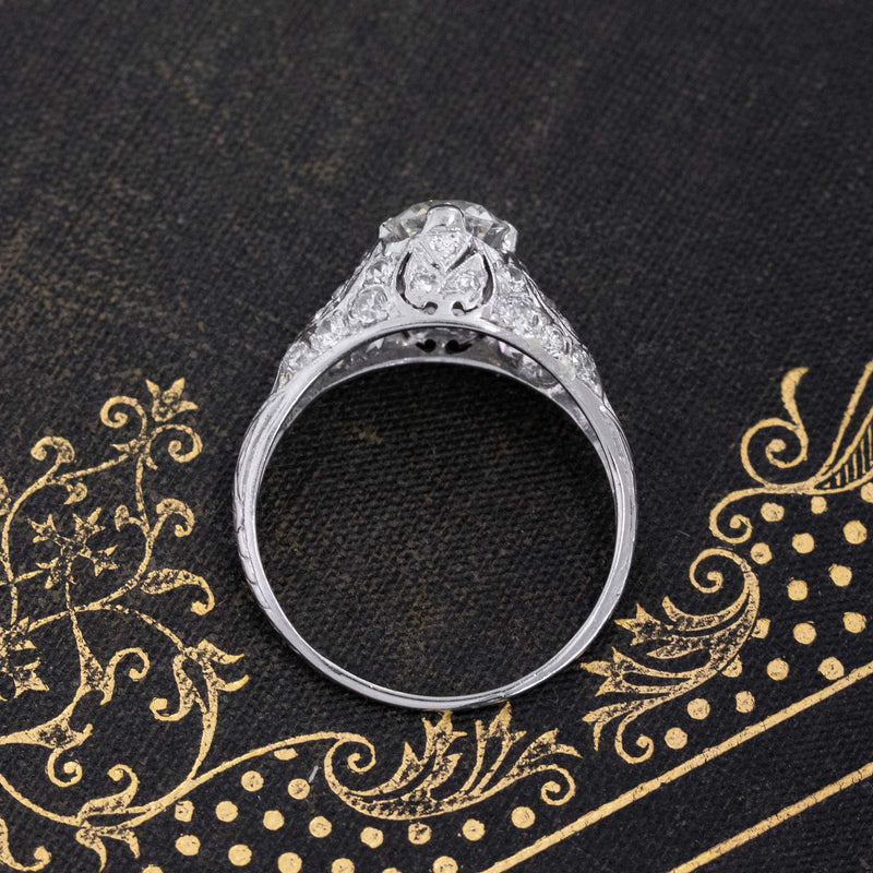 1.62ctw Edwardian Old European Cut Diamond Filigree Ring