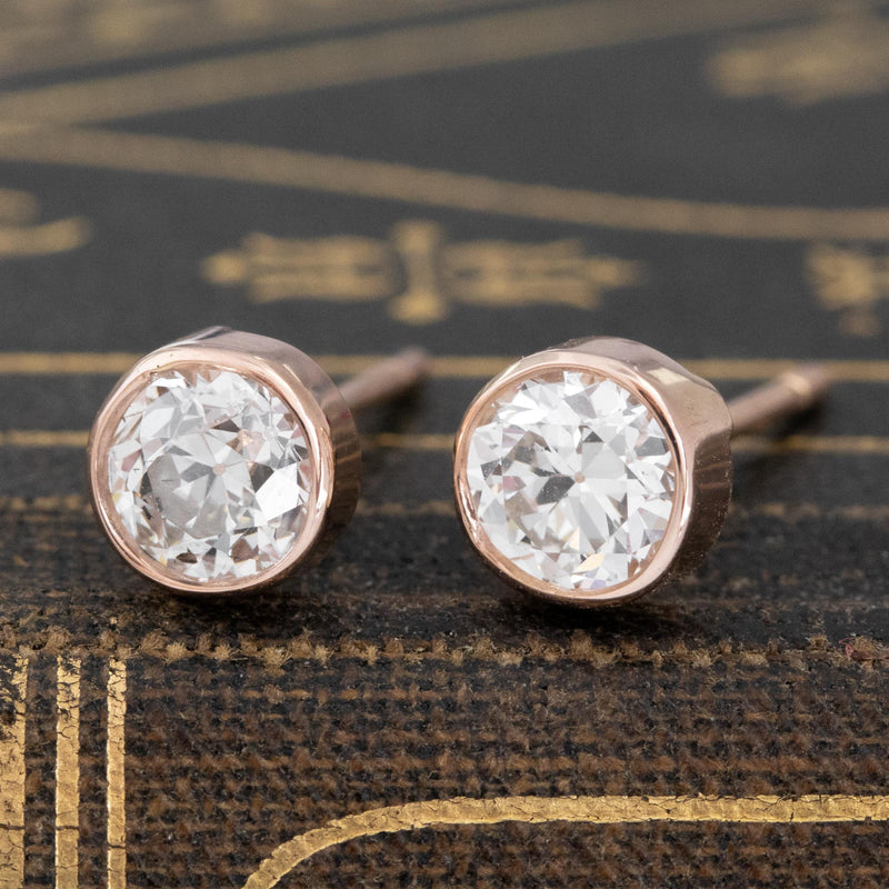 1.02ctw Old European Cut Diamond Stud Earrings