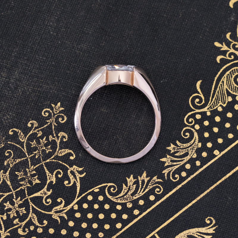 1.03ct Faint Pink Marquise Cut Diamond Half-Bezel Ring GIA