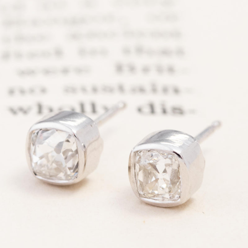 1.08ctw Old Mine Cut Diamond Stud Earrings