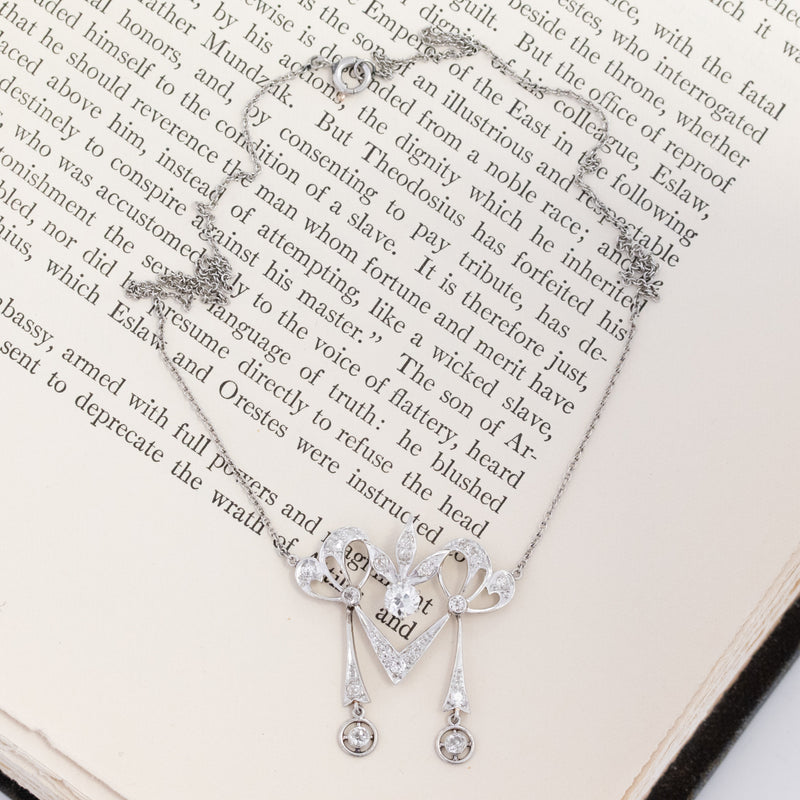 1.09ctw Antique Diamond Lavalier Necklace