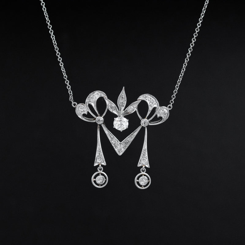 1.09ctw Antique Diamond Lavalier Necklace